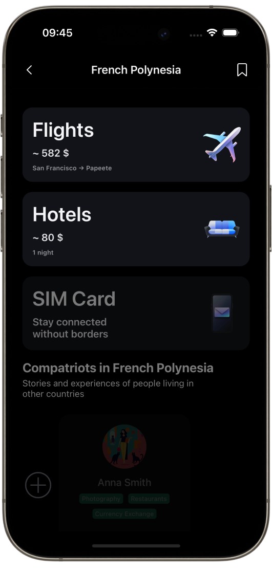 TRAVELOUT app displaying estimated flight prices